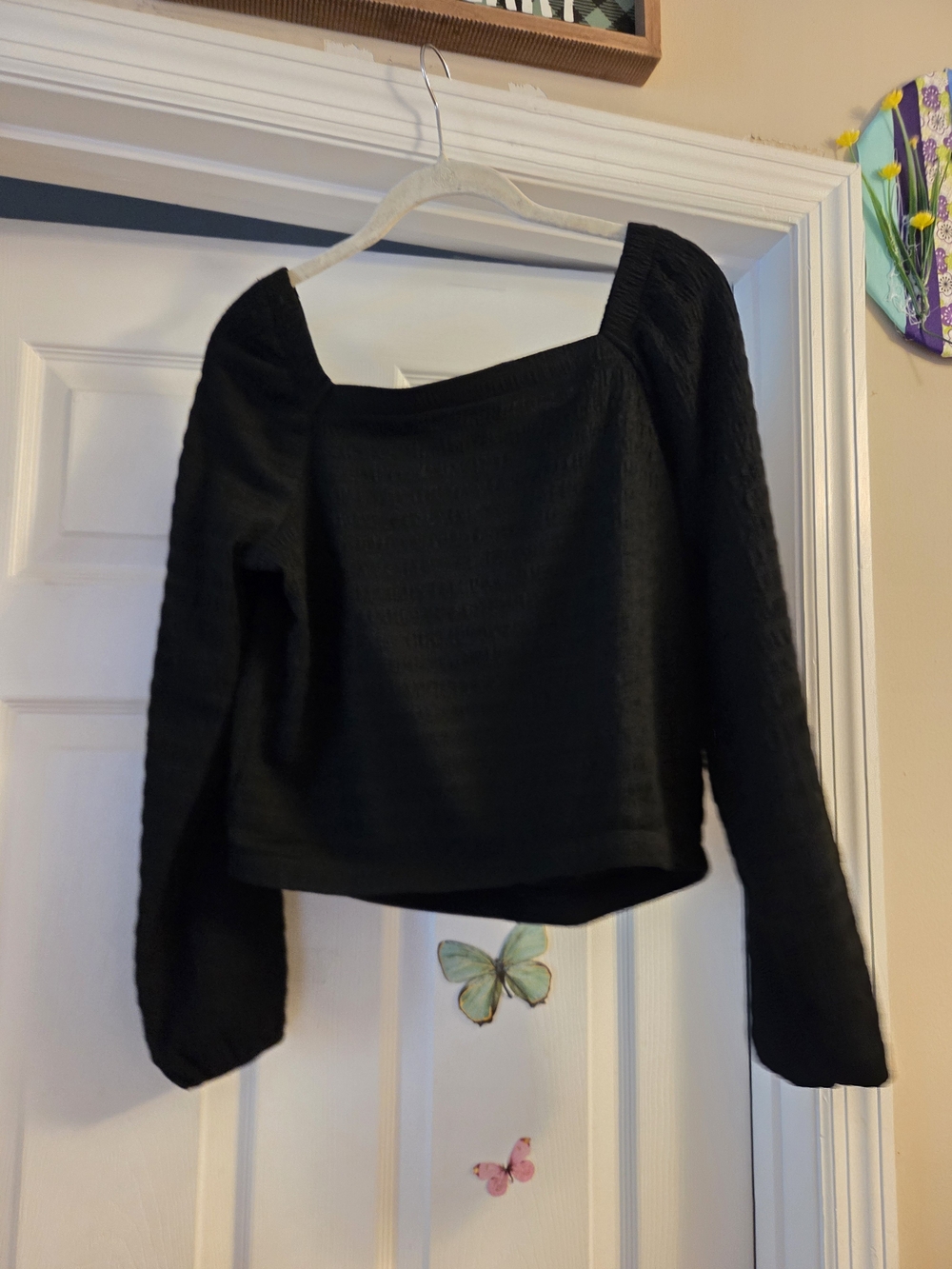 iZ byer M medium black long sleeve top peasant blouse